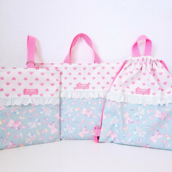 送料無料☆ハートキルト柄 ゆめかわ レッスンバック ☆レッスンバッグ