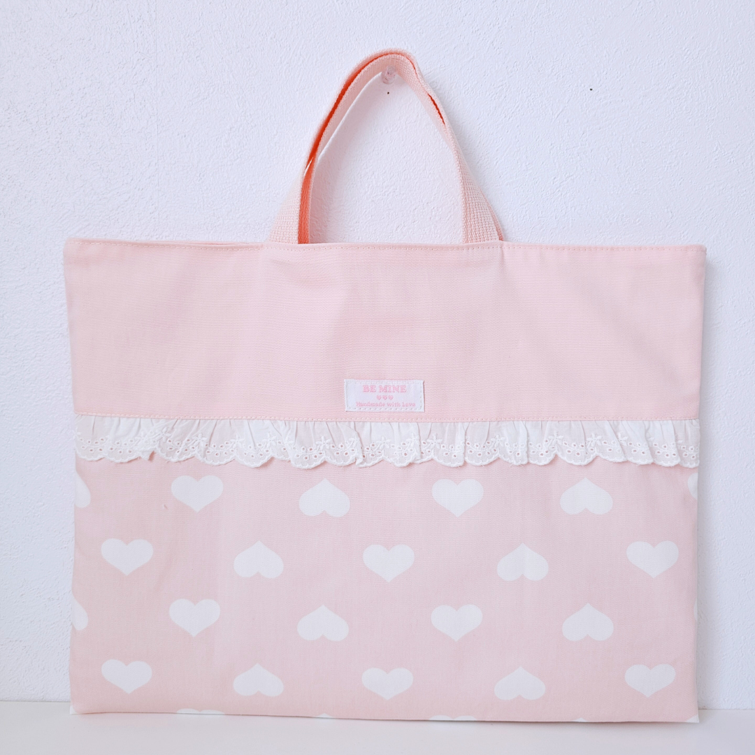 送料無料★入学・入園3点セット★ゆめかわ　ハート柄★レッスンバッグ・上履き入れ・ナップサック