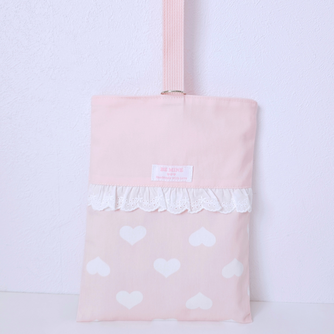 送料無料★入学・入園3点セット★ゆめかわ　ハート柄★レッスンバッグ・上履き入れ・ナップサック