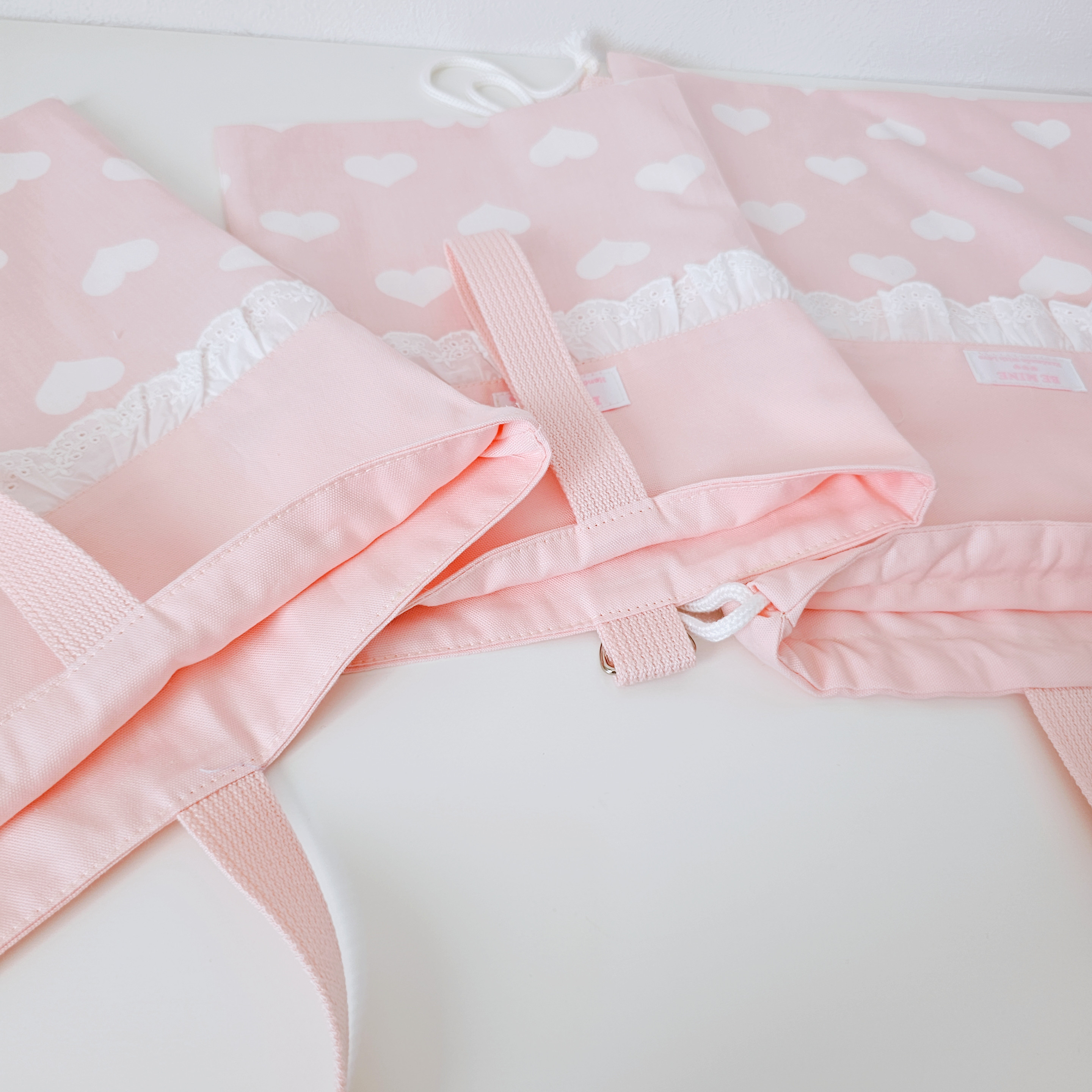 送料無料★入学・入園3点セット★ゆめかわ　ハート柄★レッスンバッグ・上履き入れ・ナップサック