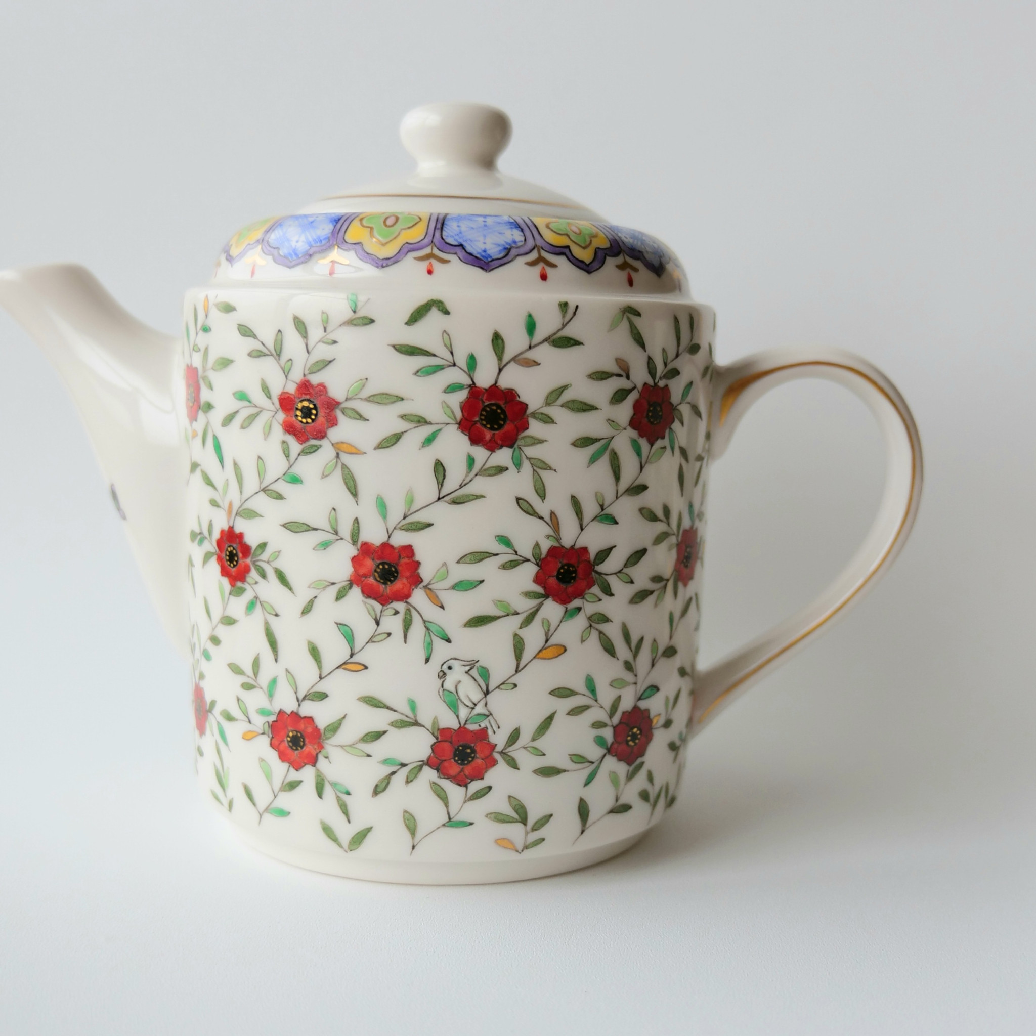 花と鳥のティーポット