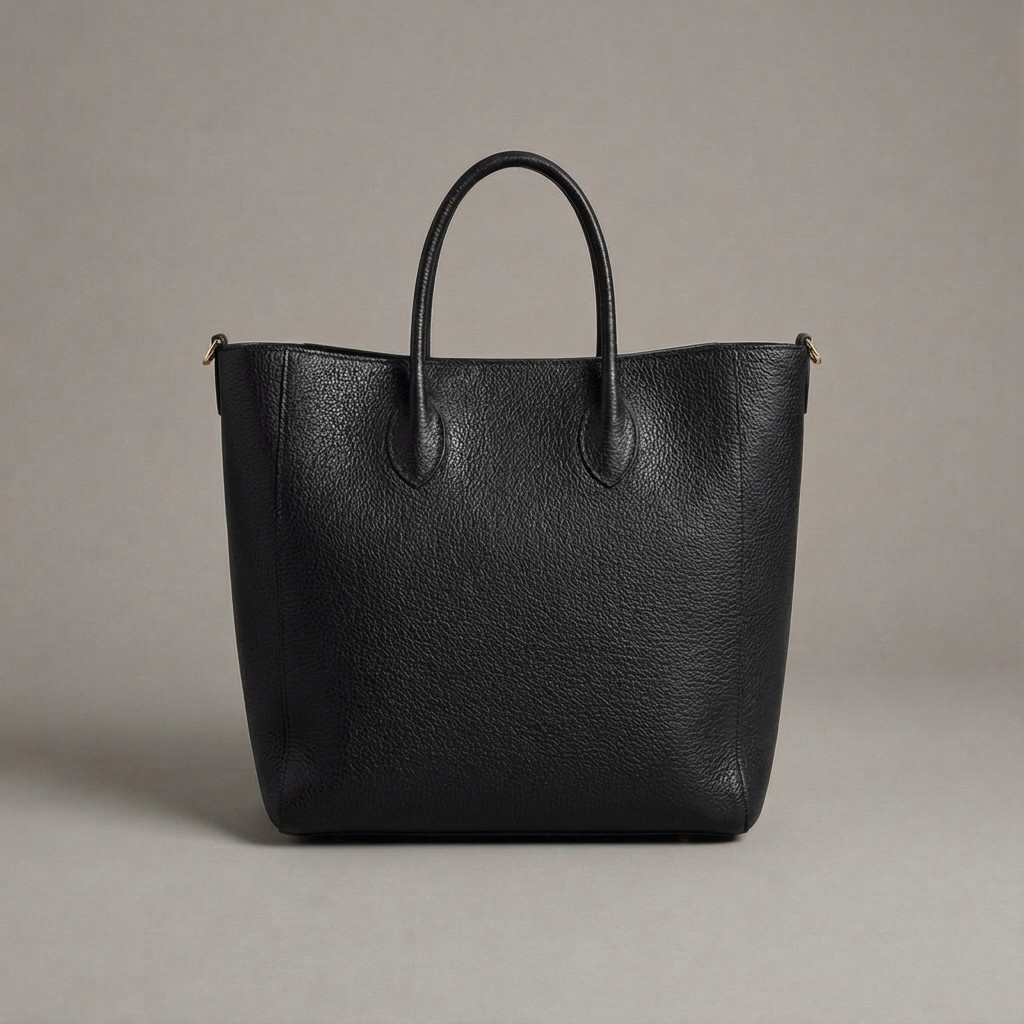 ブラック　ブルレザーの存在感。ナチュラルシュリンク・オイルバケッタのA4トートバッグ