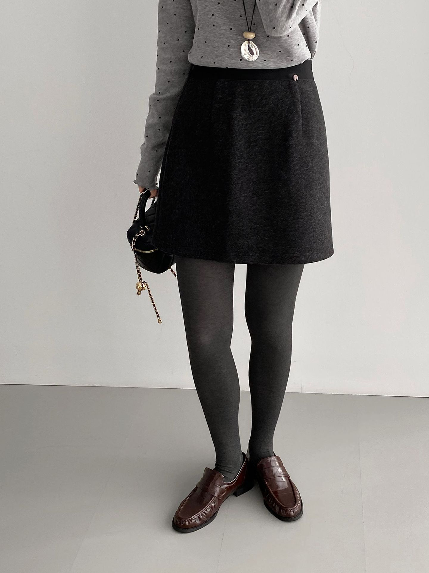 秋新作レディースヴィンテージハイウエストウールツイードハーフスカート【返品・交換可】品質最優先25-548