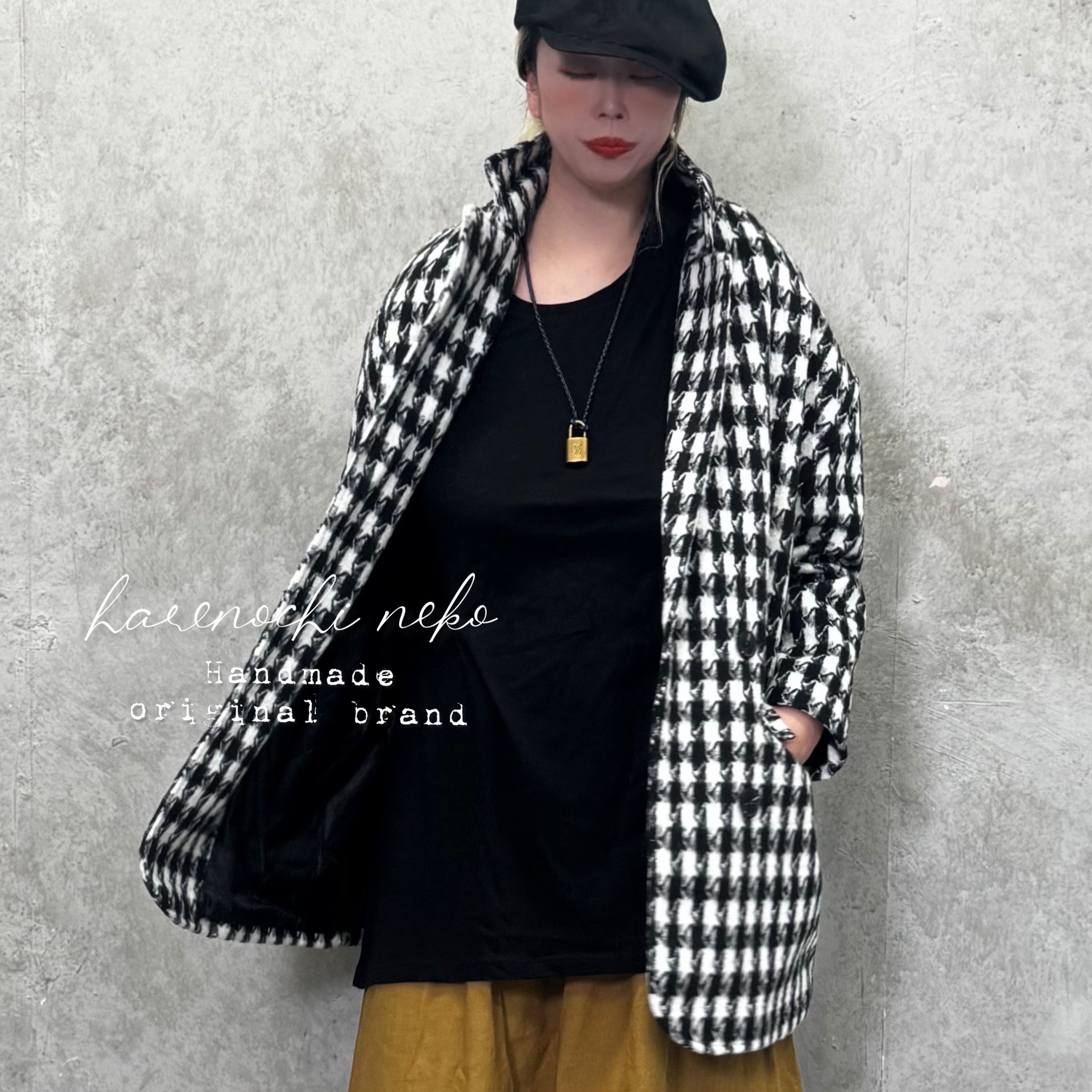 ■即納■【新作】2サイズ展開！レトロに楽しむ、千鳥チェック柄テーラードジャケット♪ オーバーサイズ ジャケット 冬 防寒