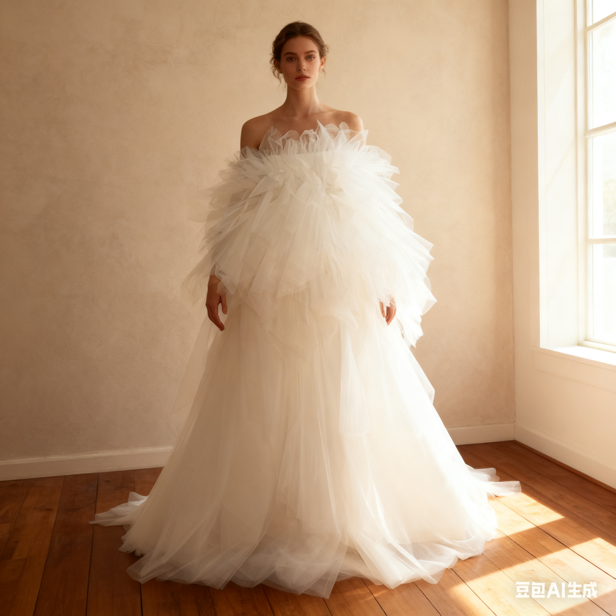 送料無料！ウエディングドレス もこもこドレス アシンメトリードレス ビスチェタイプ 結婚式 プリンセスライン