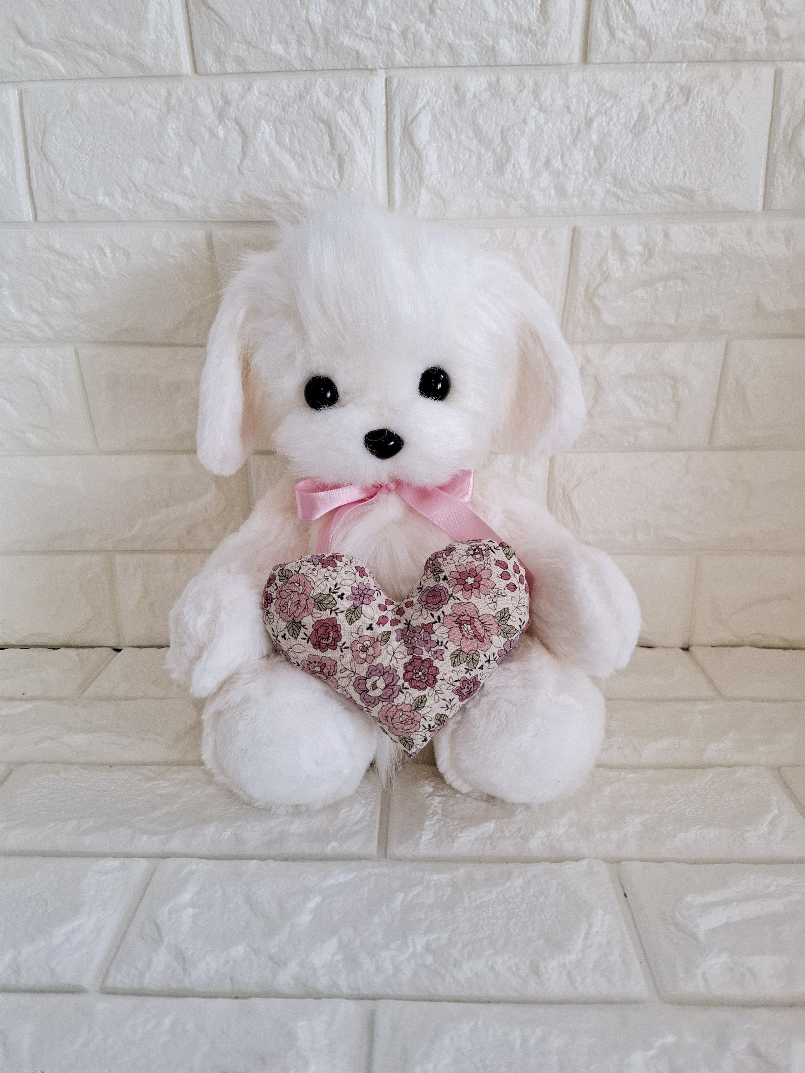 ぬいぐるみ、テディマルチーズ、犬、ハンドメイド、オリジナル、特大、ハートクッション付き