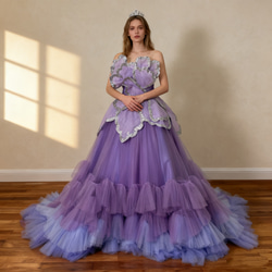 送料無料！カラードレス 鬱金色 オフショルダー ふっくら柔らかな