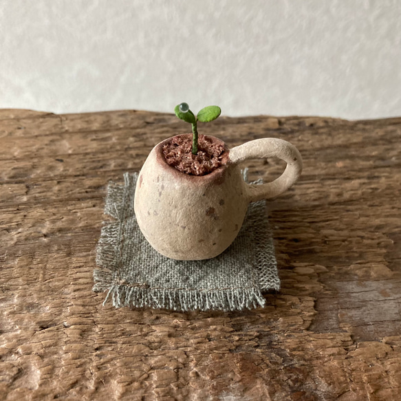 9937.bud 粘土の鉢植え マグカップ 3枚目の画像