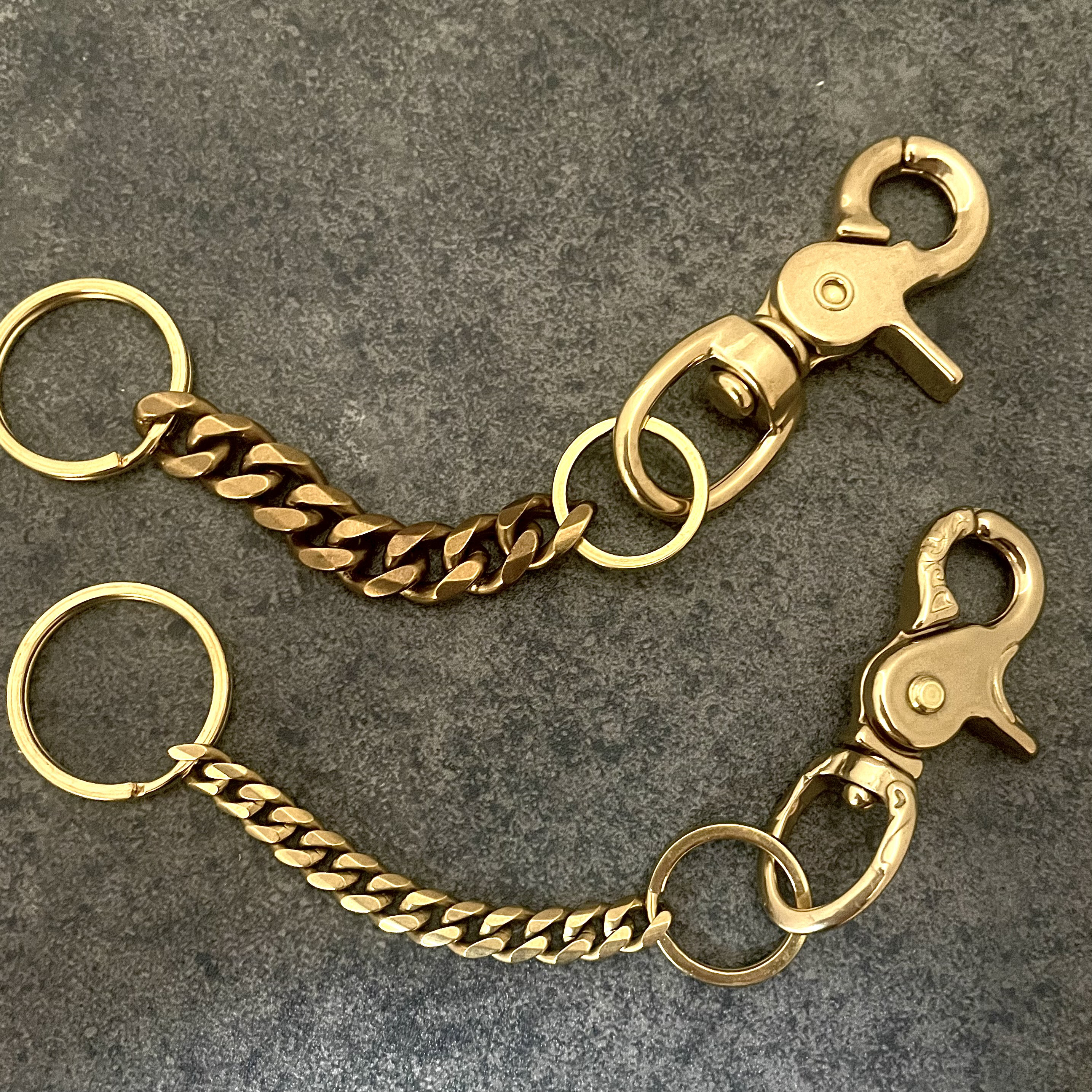 大人のペアキーリング　真鍮　喜平チェーン　2人で育てるキーアクセ　キーチェーン　ハンドメイド　ギフト