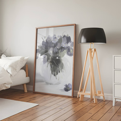 アートポスター 花瓶 フローラル 抽象画 グレートーン パープル 大人可愛い ナチュラルインテリア おしゃれ 7枚目の画像