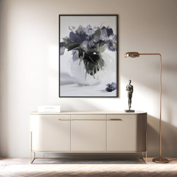 アートポスター 花瓶 フローラル 抽象画 グレートーン パープル 大人可愛い ナチュラルインテリア おしゃれ 9枚目の画像