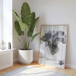 アートポスター 花瓶 フローラル 抽象画 グレートーン パープル 大人可愛い ナチュラルインテリア おしゃれ 11枚目の画像