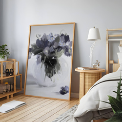 アートポスター 花瓶 フローラル 抽象画 グレートーン パープル 大人可愛い ナチュラルインテリア おしゃれ 6枚目の画像