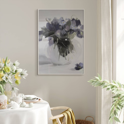 アートポスター 花瓶 フローラル 抽象画 グレートーン パープル 大人可愛い ナチュラルインテリア おしゃれ 5枚目の画像