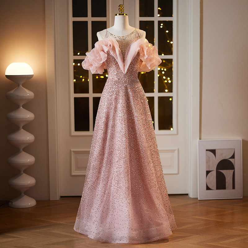 綺麗 ピンク スパンコール パーティードレス 披露宴 花嫁 誕生日 成人式 二次会 前撮り 08612