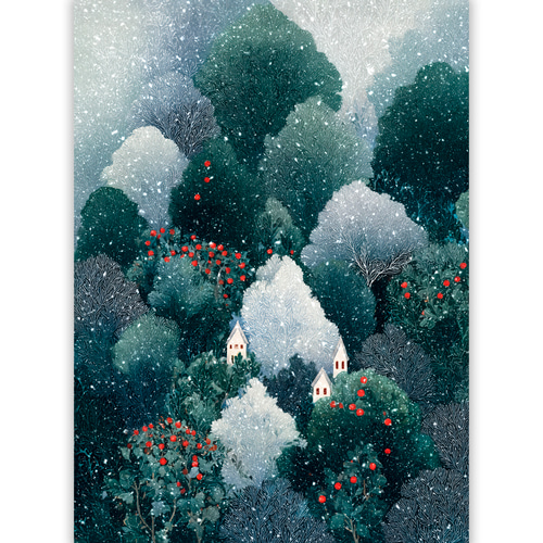 油彩画SHOP ART 油彩画 冬の森 5枚組 北欧 モダン インテリア ht-015_1.jpg
