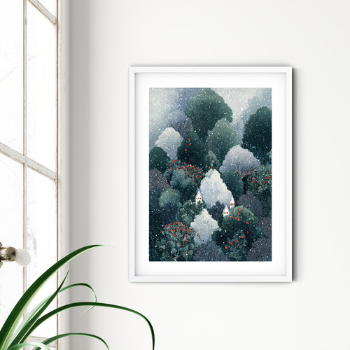 油彩画SHOP ART 油彩画 冬の森 5枚組 北欧 モダン インテリア ht-017_1.jpg