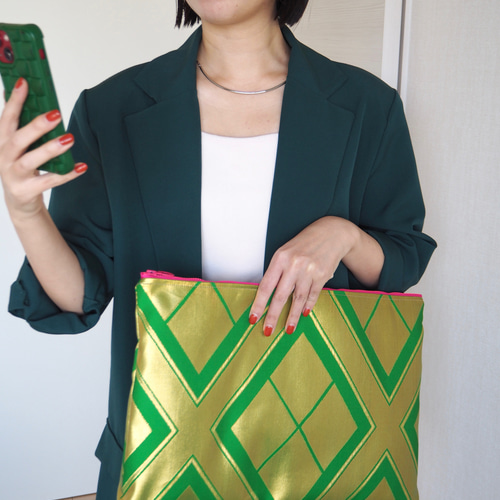 一点物】着物帯リメイク PCケース タブレットケース クラッチバッグ 帯