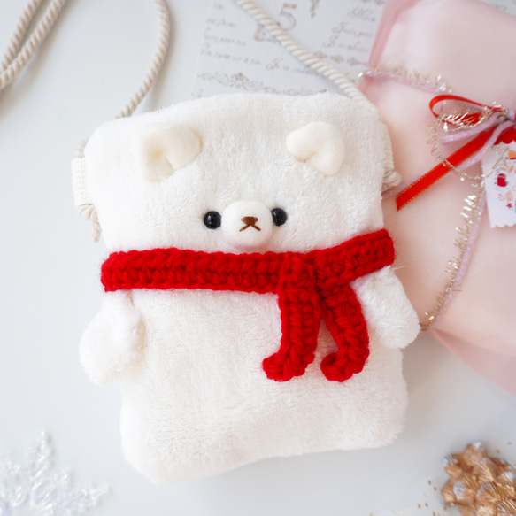 大人も子供も♫しろくまミニショルダーバッグ♡名入れポシェット