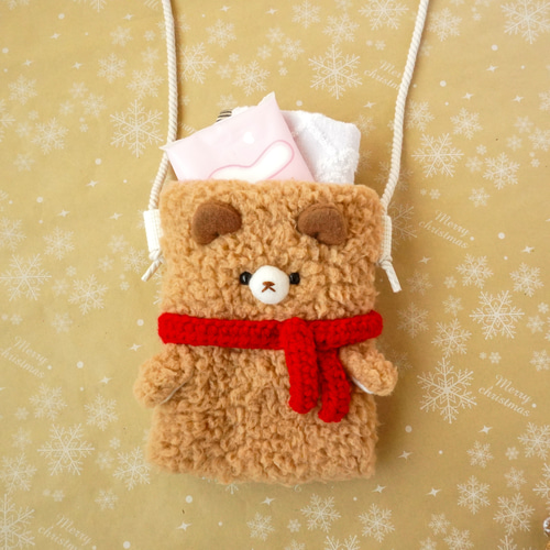 大人も子供も♫モコモコくまのミニショルダーバッグ♡名入れポシェット