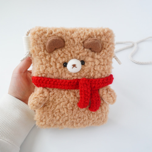 大人も子供も♫モコモコくまのミニショルダーバッグ♡名入れポシェット