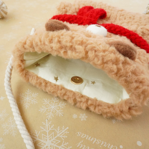 大人も子供も♫モコモコくまのミニショルダーバッグ♡名入れポシェット