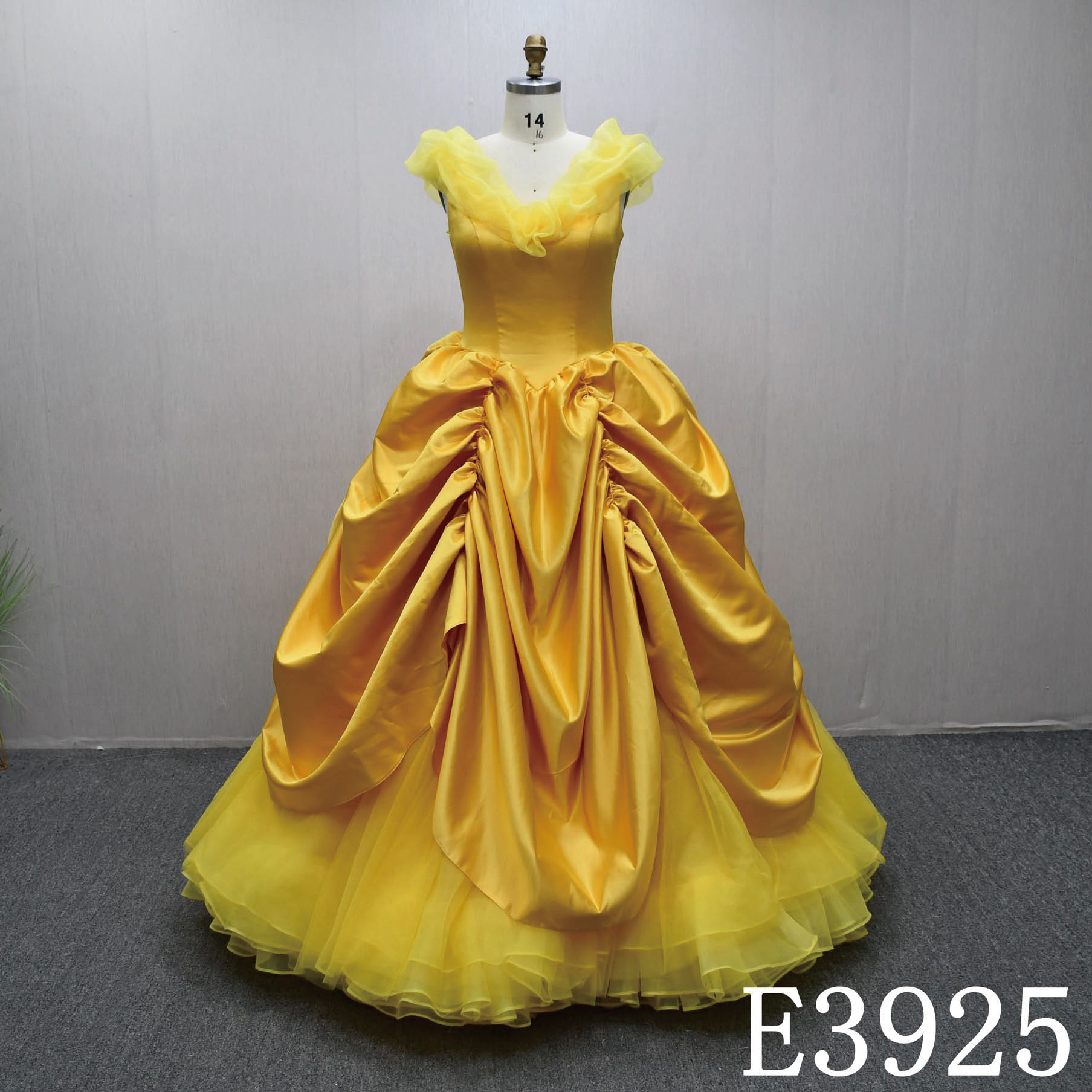 お姫様　Princess カラードレス　黄色イエロー　お色直し　ダンスパーティー音楽会演奏会　カラー変更可能フリル編み上