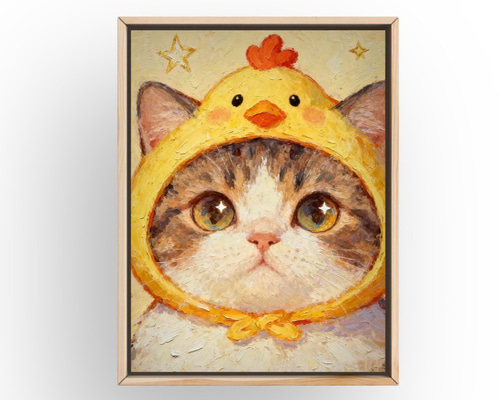 絵画 | イラストポスター 889☆ 【かわいい動物のフードをかぶった猫