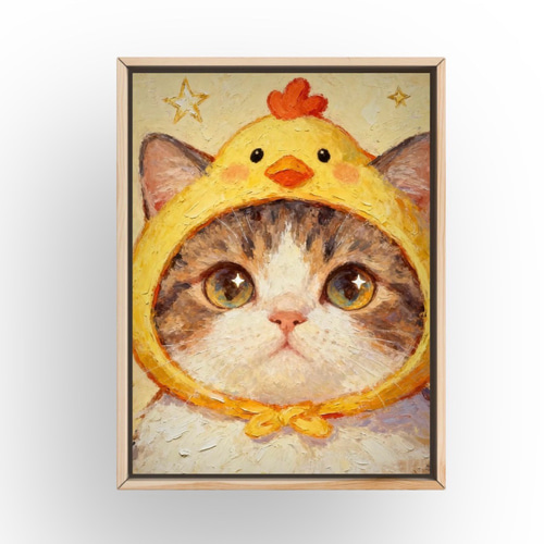 絵画 | イラストポスター 889☆ 【かわいい動物のフードをかぶった猫