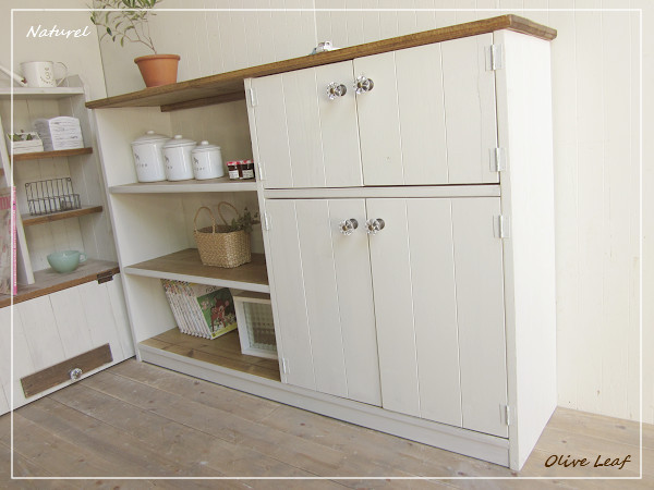 ※送料がかなり安くなりました！サイズデザインオーダー可！●超ワイド４扉ローラック●シャビーホワイト天然木無垢材●受注製作