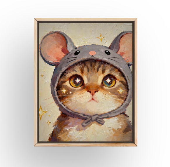 絵画 | イラストポスター 891☆ 【かわいい動物のフードをかぶった猫