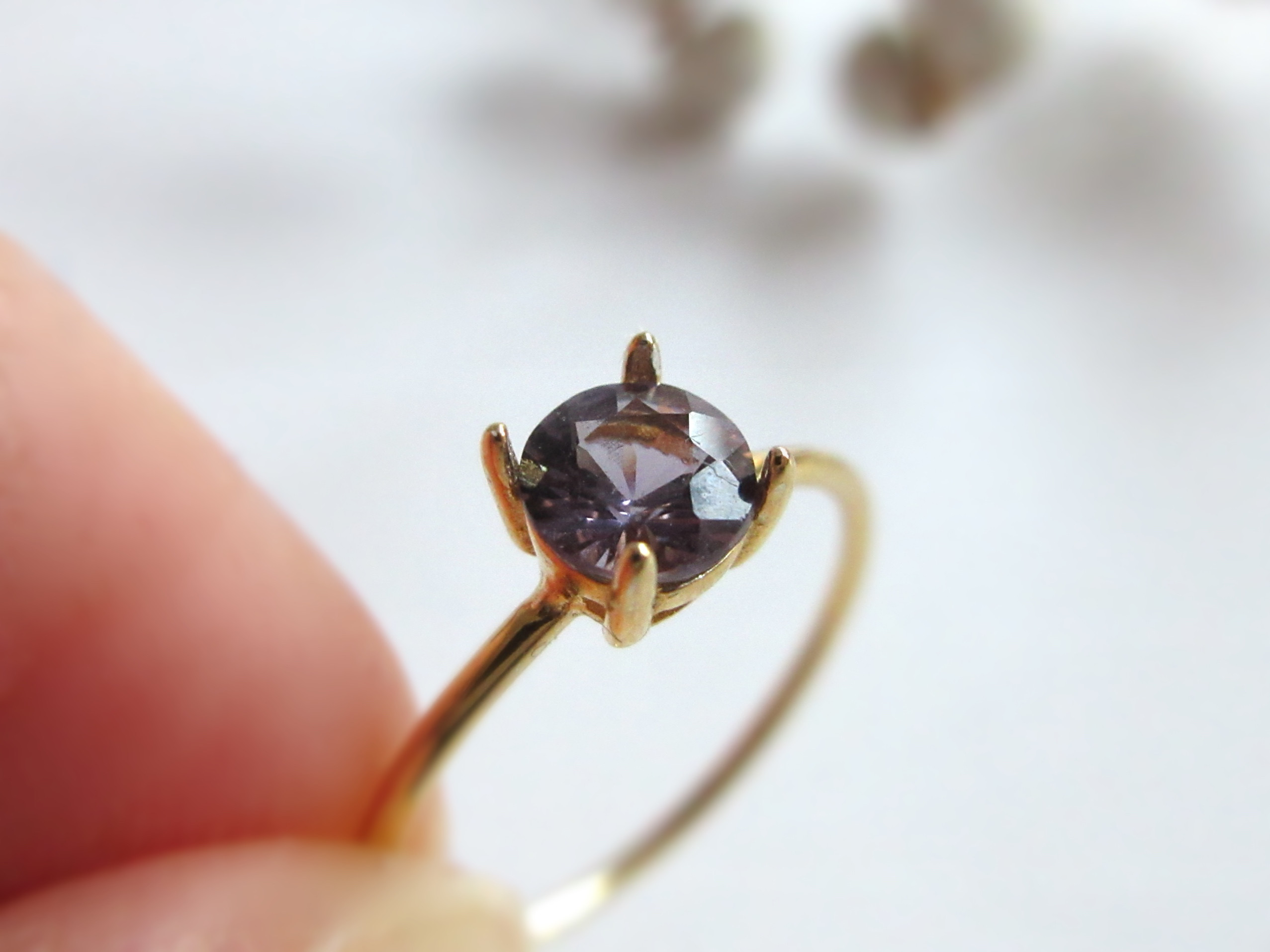 【8月の誕生石】4.5mm美粒「パープルスピネル」ファセットリング【7号のみ】