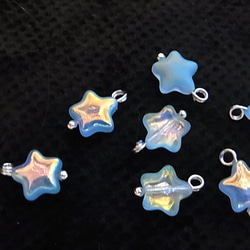 星チャーム 夜光加工 ボールピン加工 オーロラブルー　 3枚目の画像