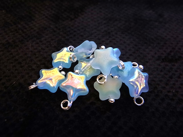 星チャーム 夜光加工 ボールピン加工 オーロラブルー　 1枚目の画像