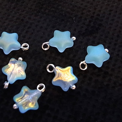 星チャーム 夜光加工 ボールピン加工 オーロラブルー　 4枚目の画像