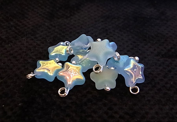 星チャーム 夜光加工 ボールピン加工 オーロラブルー　 6枚目の画像