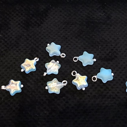 星チャーム 夜光加工 ボールピン加工 オーロラブルー　 5枚目の画像