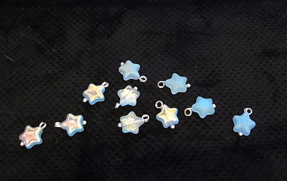 星チャーム 夜光加工 ボールピン加工 オーロラブルー　 5枚目の画像