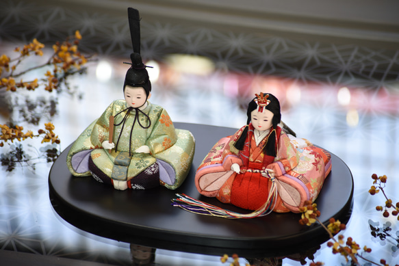 雛人形 【葵雛】 1点限り （紅白梅・貝桶・油灯・屏風付き） ひな人形