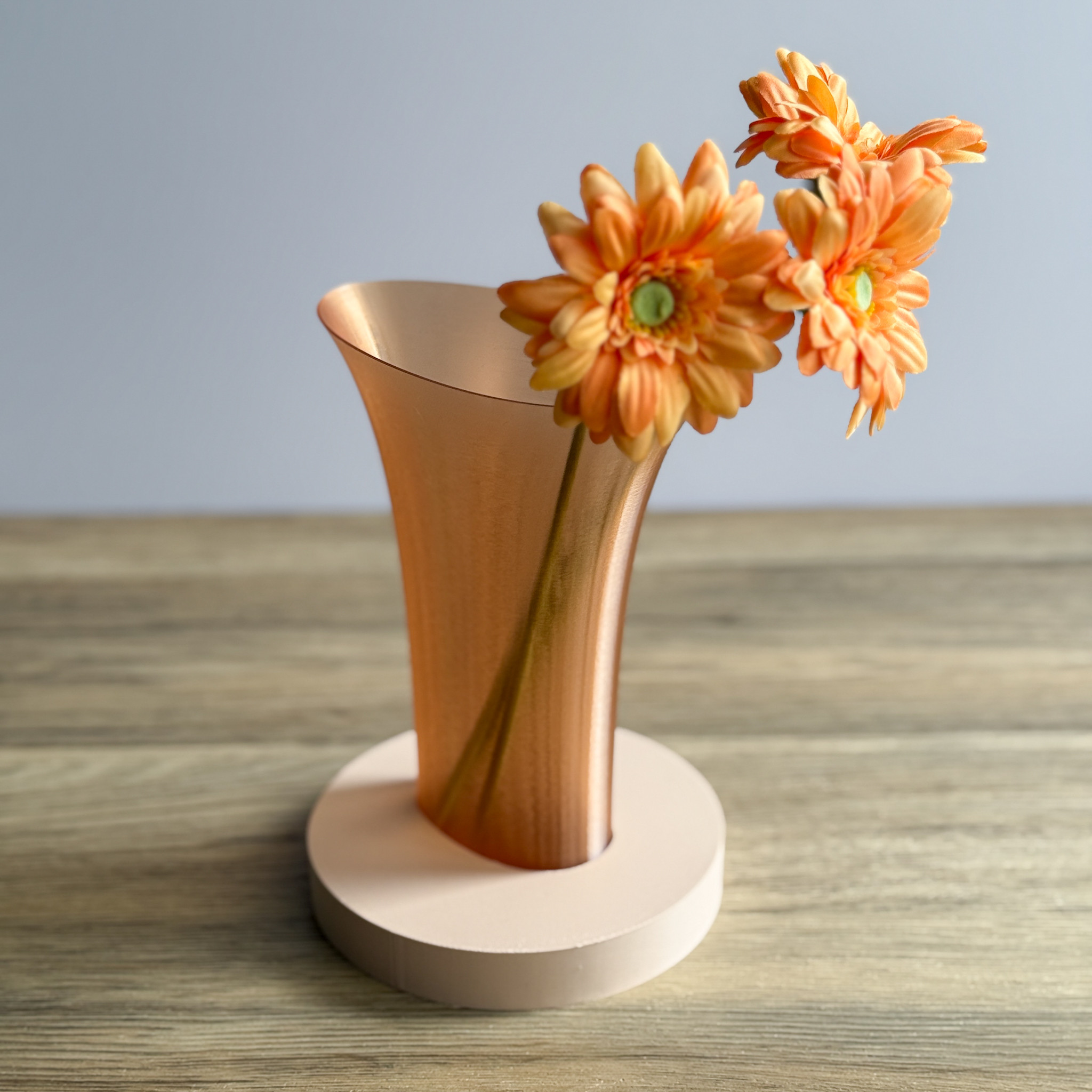 Flare Vase/ Circle Plate｜フラワーベース（カラー:ブラウン）と選べるプレートのセット