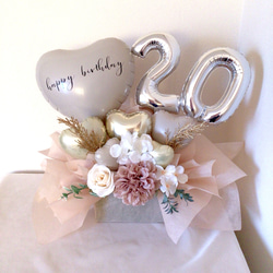 イラストパネル無料♡バルーンギフト 大人かわいいバルーンギフト【文字入れ無料】ピンクxゴールド アート