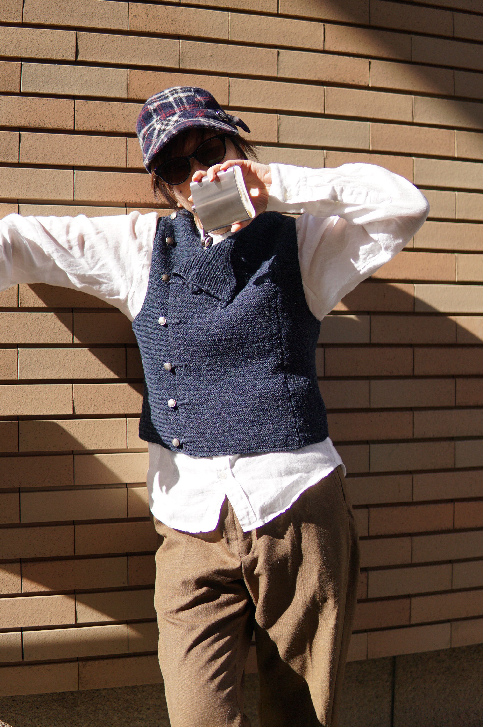 いさましいちびのけいとのベスト(indigo)(サイズM)
