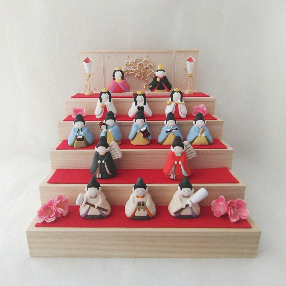 『受注制作』【お雛様】 おひなさま　百花　十五人飾り　「松の木　屏風」