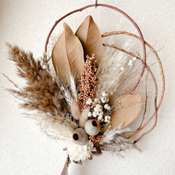 クリスマススワッグ ベル付き 横長スワッグ ドライフラワー スワッグ