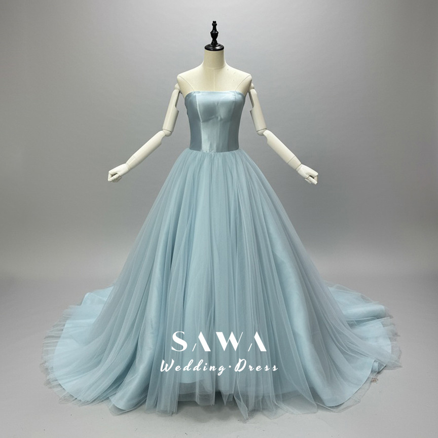 激安　シンプルなカラードレス　トレーン　お色直し　パーティー卒業式成人式　袖無し　オーダーメイド可能　海外挙式ブライダル