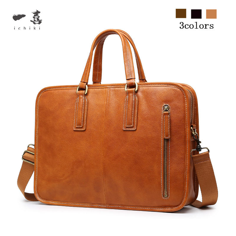 ブリーフケース 防水 メンズ 本革  レザー 大容量 a4対応 PC 通勤 ビジネス 自立 出張 キャメル TC59