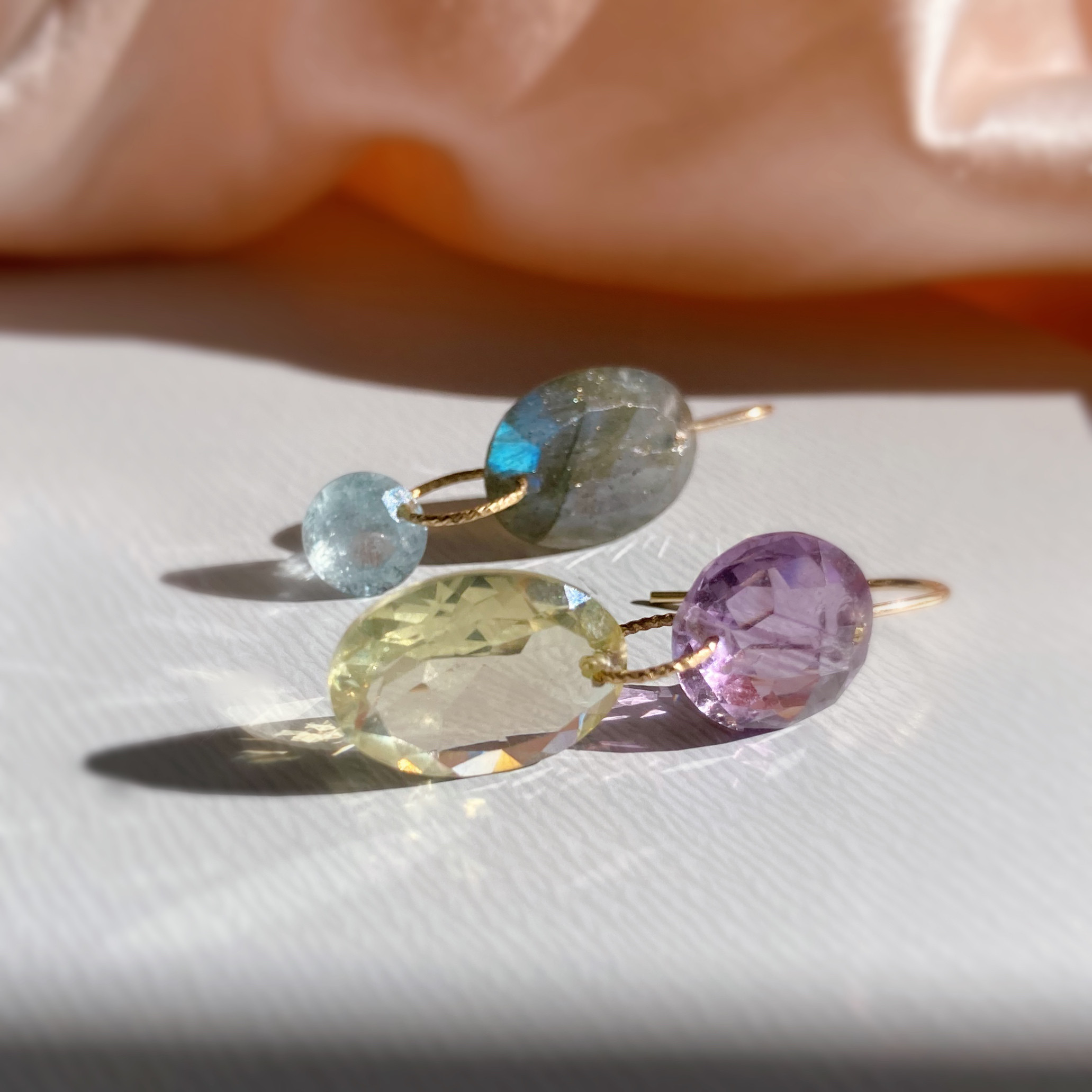 Sapna✴︎アクアマリン ✴︎アメジスト✴︎ラブラドライト✴︎レモンクォーツ✴︎k14gf