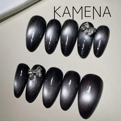 ネイルチップ ニュアンスネイル ワンホンネイル 韓国ネイル リボン