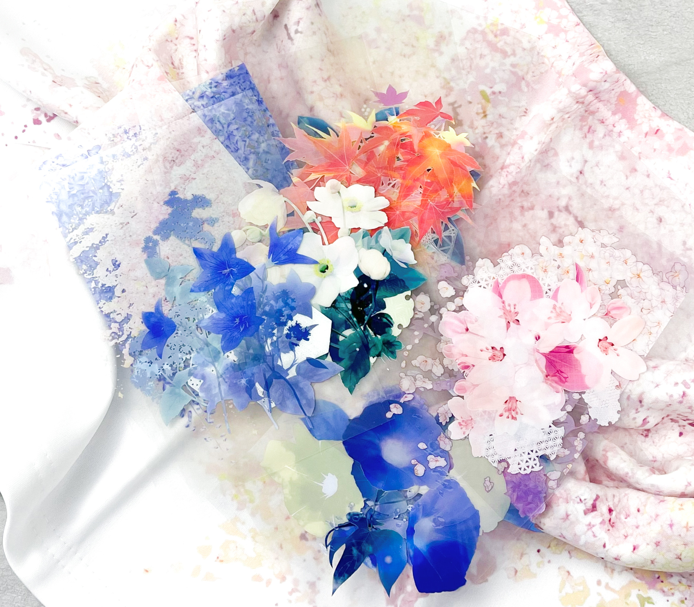 Creema限定新春福袋〈梅〉 - 桜 - スムースブランケット＆透明しおり10枚セット｜草花で彩る、アート福袋