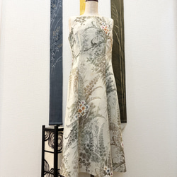 大島紬プリンセスラインワンピース 桜東風 着物リメイク ワンピース